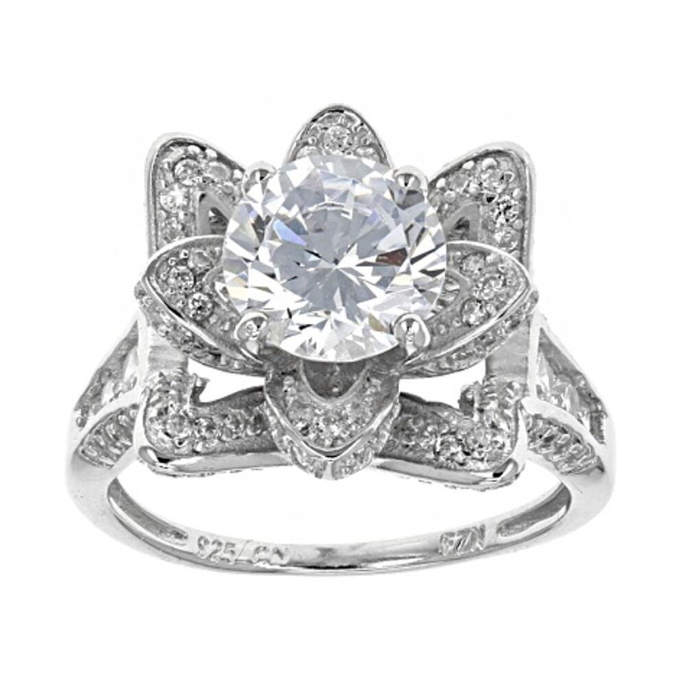 White Cubic Zirconia Sterling Silver Ring 5.68ctw Size 9 NWT